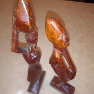 Native Carved Figurines - Male and Female